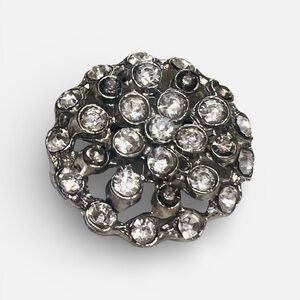 Vintage Clear And Black Rhinestone Cluster Brooch